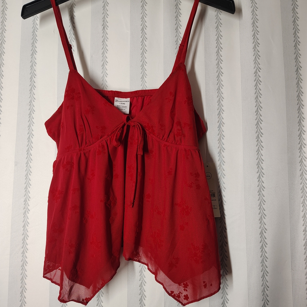 No Boundaries Red Tie-Front Camisole